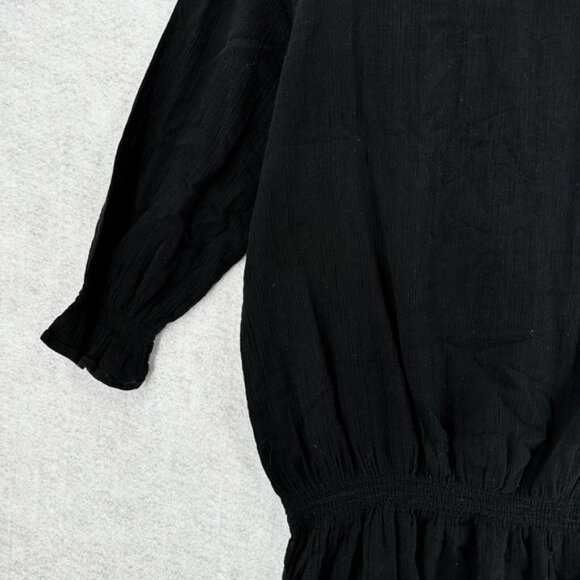 Chicos Top 3 (XL) Pullover Gauzy Sheer Black Elastic Waist Sequins Beaded Blouse - Picture 9 of 16